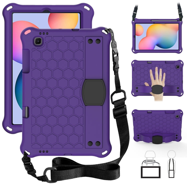 For Samsung Galaxy Tab S6 Lite P610 Honeycomb EVA + PC Shockproof Case with Strap(Purple+Black) - Tab S6 Lite P610 / P615 by buy2fix | Online Shopping UK | buy2fix