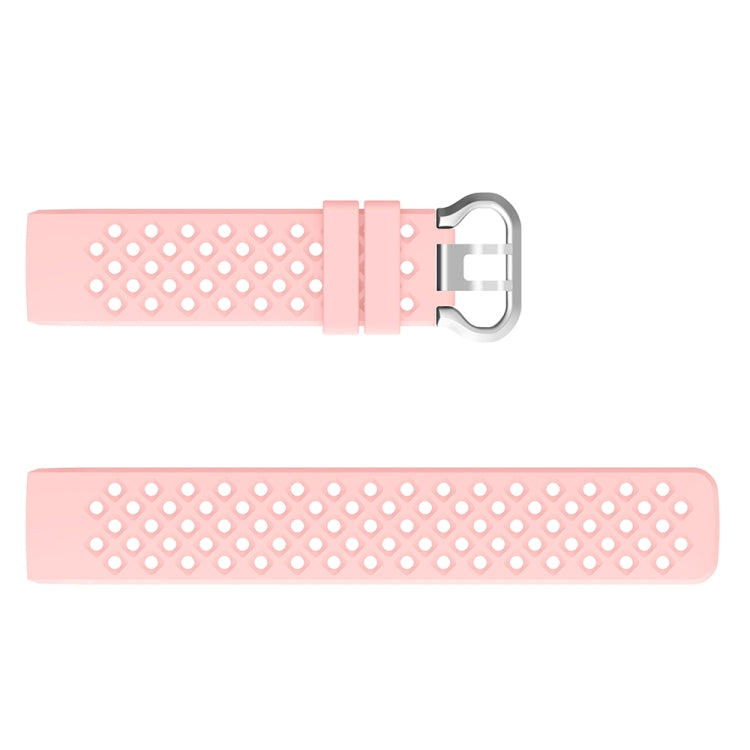 For Fitbit Charge 3 / 4 Hollow Square Silicone Watch Band Wristband(Pink) - Watch Bands by buy2fix | Online Shopping UK | buy2fix