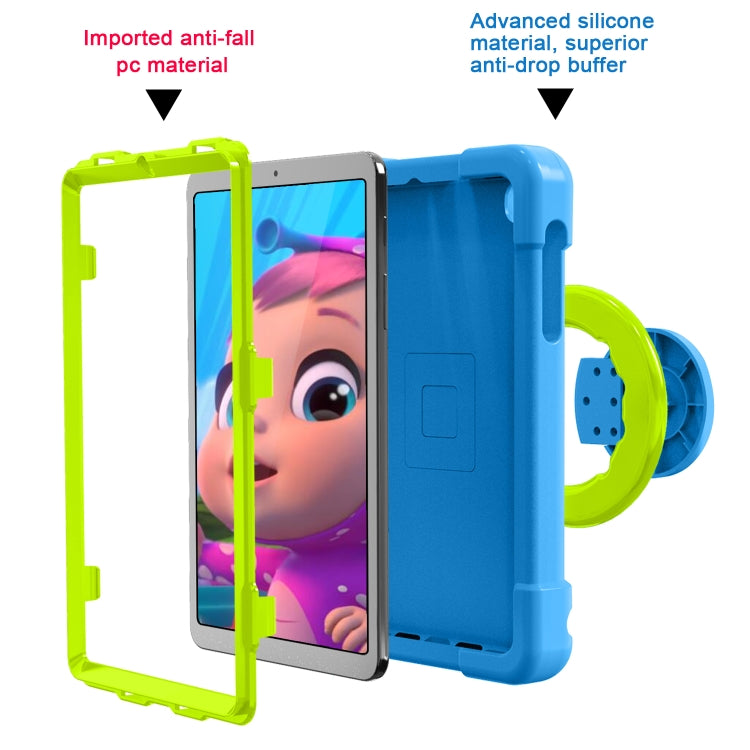 For Galaxy Tab A 8.4 (2020) T307 PC + Silicone Shockproof Combination Case with 360 Degree Rotating Holder & Handle(Blue + Grass Green) - Tab A 8.4 (2020) by buy2fix | Online Shopping UK | buy2fix