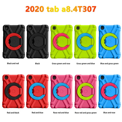 For Galaxy Tab A 8.4 (2020) T307 PC + Silicone Shockproof Combination Case with 360 Degree Rotating Holder & Handle(Red + Black) - Tab A 8.4 (2020) by buy2fix | Online Shopping UK | buy2fix