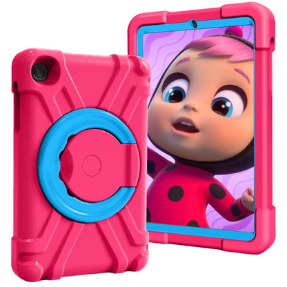 For Galaxy Tab A 8.4 (2020) T307 PC + Silicone Shockproof Combination Case with 360 Degree Rotating Holder & Handle(Rose Red + Blue) - Tab A 8.4 (2020) by buy2fix | Online Shopping UK | buy2fix