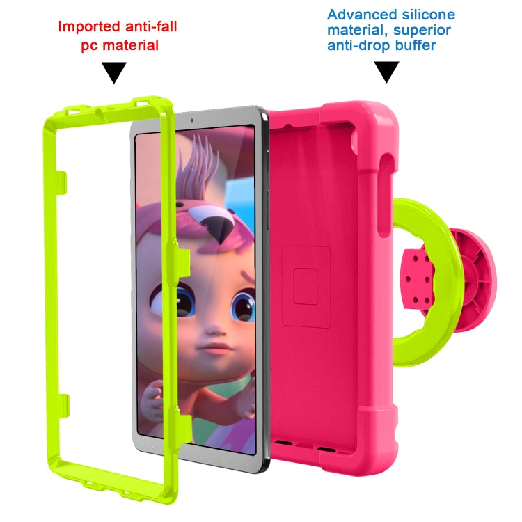 For Galaxy Tab A 8.4 (2020) T307 PC + Silicone Shockproof Combination Case with 360 Degree Rotating Holder & Handle(Rose Red + Grass Green) - Tab A 8.4 (2020) by buy2fix | Online Shopping UK | buy2fix