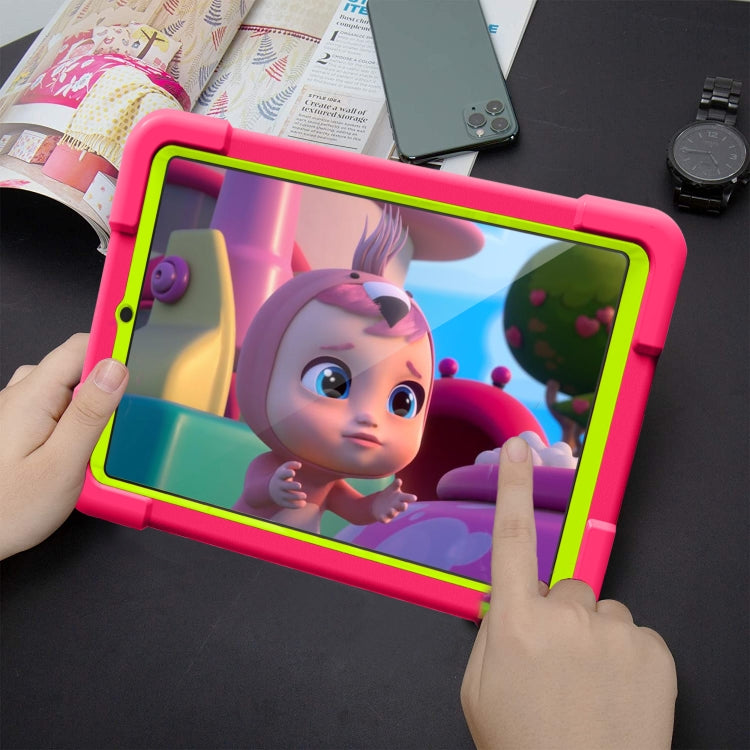 For Galaxy Tab A 8.4 (2020) T307 PC + Silicone Shockproof Combination Case with 360 Degree Rotating Holder & Handle(Rose Red + Grass Green) - Tab A 8.4 (2020) by buy2fix | Online Shopping UK | buy2fix