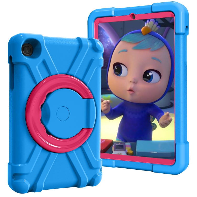 For Galaxy Tab A 8.4 (2020) T307 PC + Silicone Shockproof Combination Case with 360 Degree Rotating Holder & Handle(Blue + Rose Red) - Tab A 8.4 (2020) by buy2fix | Online Shopping UK | buy2fix