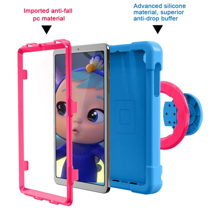 For Galaxy Tab A 8.4 (2020) T307 PC + Silicone Shockproof Combination Case with 360 Degree Rotating Holder & Handle(Blue + Rose Red) - Tab A 8.4 (2020) by buy2fix | Online Shopping UK | buy2fix