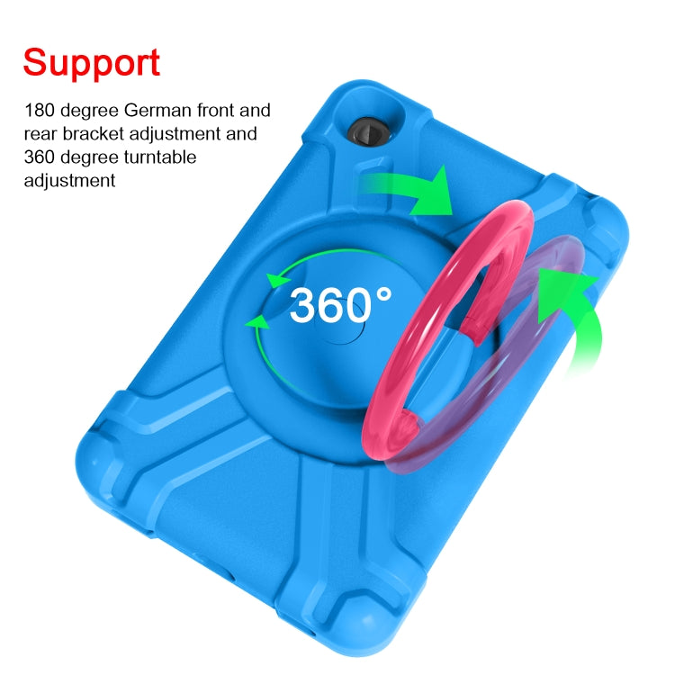 For Galaxy Tab A 8.4 (2020) T307 PC + Silicone Shockproof Combination Case with 360 Degree Rotating Holder & Handle(Blue + Rose Red) - Tab A 8.4 (2020) by buy2fix | Online Shopping UK | buy2fix