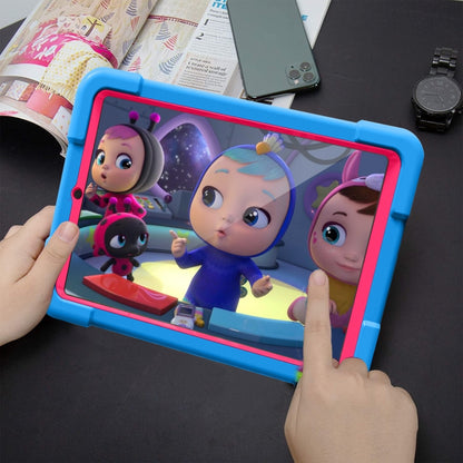 For Galaxy Tab A 8.4 (2020) T307 PC + Silicone Shockproof Combination Case with 360 Degree Rotating Holder & Handle(Blue + Rose Red) - Tab A 8.4 (2020) by buy2fix | Online Shopping UK | buy2fix