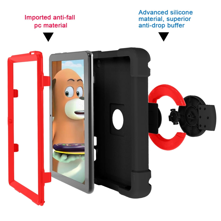 For Amazon Kindle Fire HD8 (2020) PC + Silicone Shockproof Combination Case with 360 Degree Rotating Holder & Handle(Black + Red) -  by buy2fix | Online Shopping UK | buy2fix