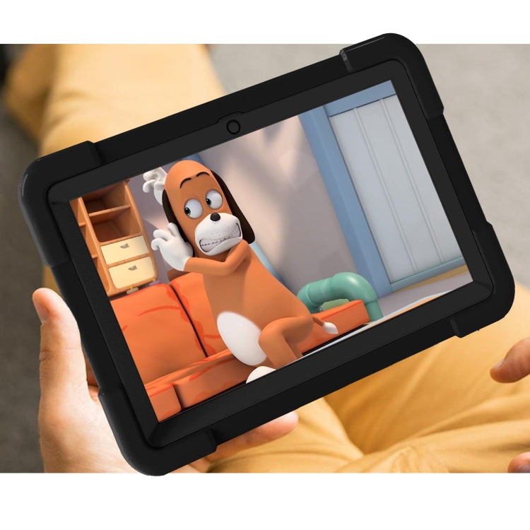 For Amazon Kindle Fire HD8 (2020) PC + Silicone Shockproof Combination Case with 360 Degree Rotating Holder & Handle(Black) -  by buy2fix | Online Shopping UK | buy2fix