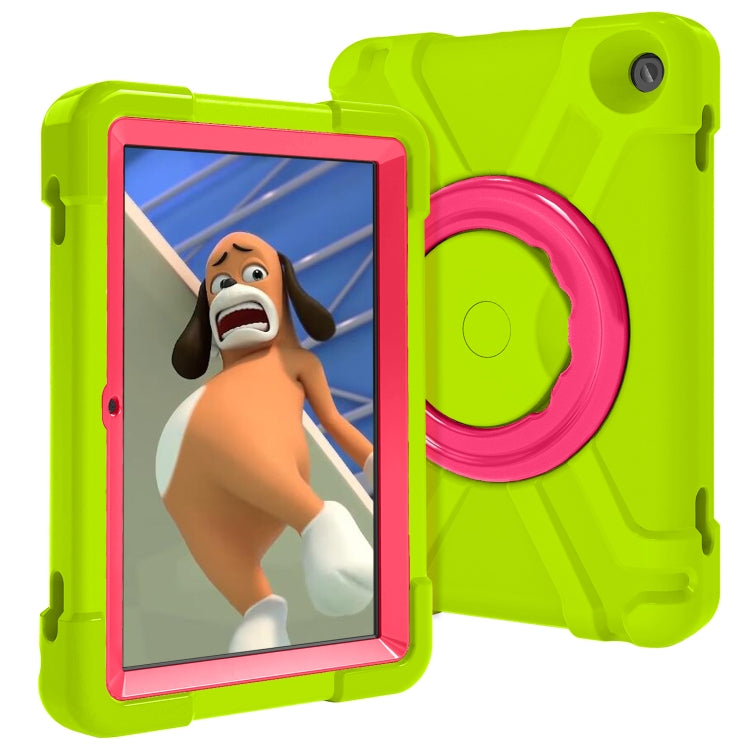 For Amazon Kindle Fire HD8 (2020) PC + Silicone Shockproof Combination Case with 360 Degree Rotating Holder & Handle(Glass Green + Rose Red) -  by buy2fix | Online Shopping UK | buy2fix