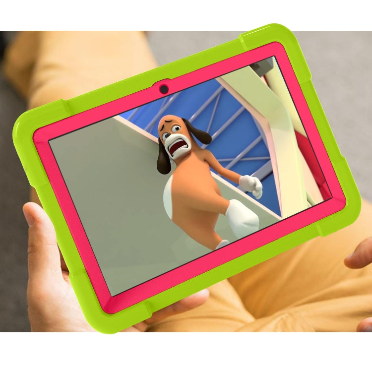 For Amazon Kindle Fire HD8 (2020) PC + Silicone Shockproof Combination Case with 360 Degree Rotating Holder & Handle(Glass Green + Rose Red) -  by buy2fix | Online Shopping UK | buy2fix