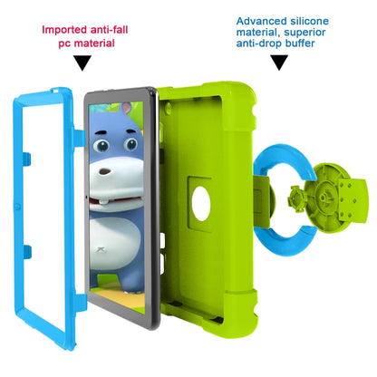 For Amazon Kindle Fire HD8 (2020) PC + Silicone Shockproof Combination Case with 360 Degree Rotating Holder & Handle(Glass Green + Blue) -  by buy2fix | Online Shopping UK | buy2fix