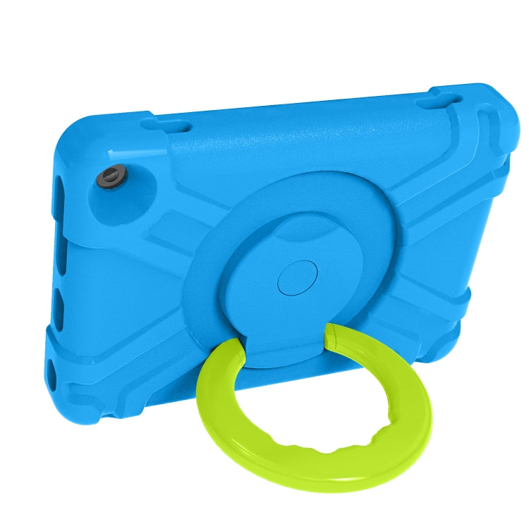 For Amazon Kindle Fire HD8 (2020) PC + Silicone Shockproof Combination Case with 360 Degree Rotating Holder & Handle(Blue + Grass Green) -  by buy2fix | Online Shopping UK | buy2fix