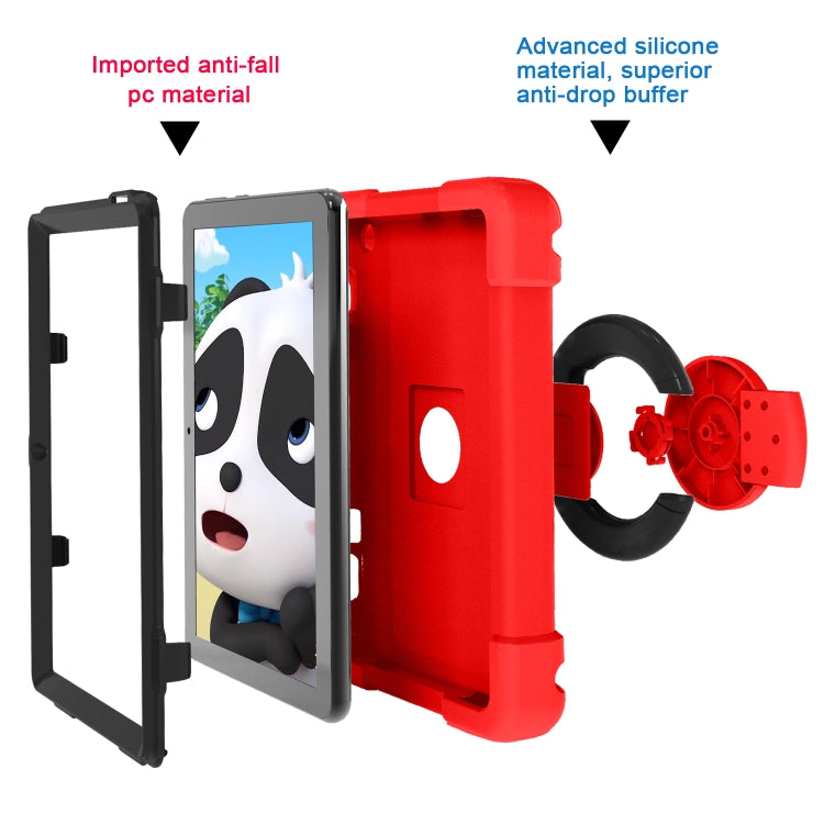 For Amazon Kindle Fire HD8 (2020) PC + Silicone Shockproof Combination Case with 360 Degree Rotating Holder & Handle(Red + Black) -  by buy2fix | Online Shopping UK | buy2fix