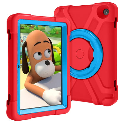 For Amazon Kindle Fire HD8 (2020) PC + Silicone Shockproof Combination Case with 360 Degree Rotating Holder & Handle(Red + Blue) -  by buy2fix | Online Shopping UK | buy2fix
