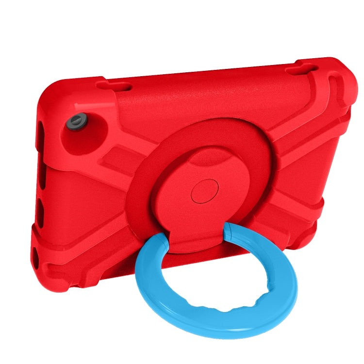 For Amazon Kindle Fire HD8 (2020) PC + Silicone Shockproof Combination Case with 360 Degree Rotating Holder & Handle(Red + Blue) -  by buy2fix | Online Shopping UK | buy2fix