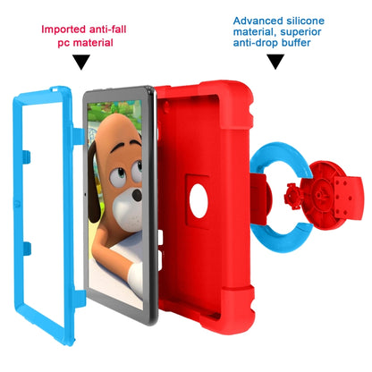 For Amazon Kindle Fire HD8 (2020) PC + Silicone Shockproof Combination Case with 360 Degree Rotating Holder & Handle(Red + Blue) -  by buy2fix | Online Shopping UK | buy2fix