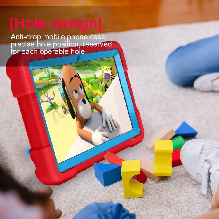 For Amazon Kindle Fire HD8 (2020) PC + Silicone Shockproof Combination Case with 360 Degree Rotating Holder & Handle(Red + Blue) -  by buy2fix | Online Shopping UK | buy2fix