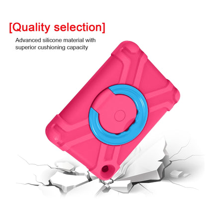 For Amazon Kindle Fire HD8 (2020) PC + Silicone Shockproof Combination Case with 360 Degree Rotating Holder & Handle(Rose Red + Blue) -  by buy2fix | Online Shopping UK | buy2fix