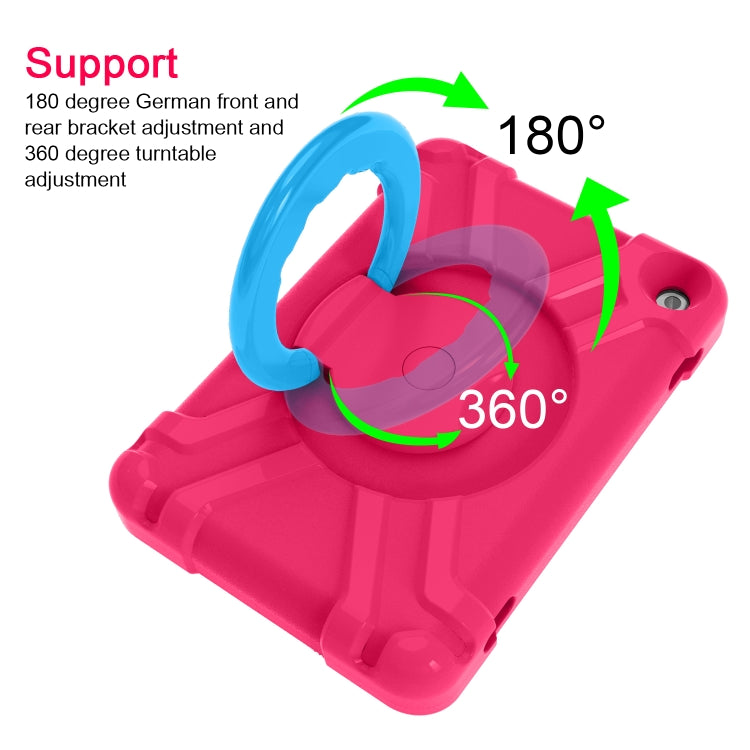 For Amazon Kindle Fire HD8 (2020) PC + Silicone Shockproof Combination Case with 360 Degree Rotating Holder & Handle(Rose Red + Blue) -  by buy2fix | Online Shopping UK | buy2fix