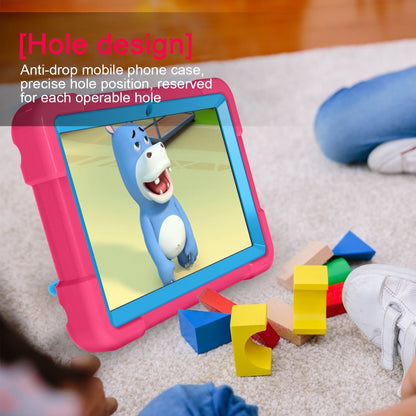 For Amazon Kindle Fire HD8 (2020) PC + Silicone Shockproof Combination Case with 360 Degree Rotating Holder & Handle(Rose Red + Blue) -  by buy2fix | Online Shopping UK | buy2fix