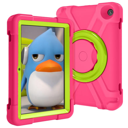 For Amazon Kindle Fire HD8 (2020) PC + Silicone Shockproof Combination Case with 360 Degree Rotating Holder & Handle(Rose Red + Grass Green) -  by buy2fix | Online Shopping UK | buy2fix