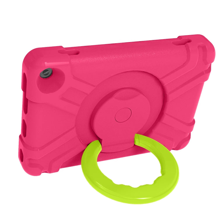 For Amazon Kindle Fire HD8 (2020) PC + Silicone Shockproof Combination Case with 360 Degree Rotating Holder & Handle(Rose Red + Grass Green) -  by buy2fix | Online Shopping UK | buy2fix