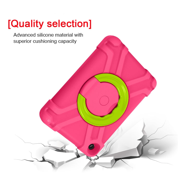 For Amazon Kindle Fire HD8 (2020) PC + Silicone Shockproof Combination Case with 360 Degree Rotating Holder & Handle(Rose Red + Grass Green) -  by buy2fix | Online Shopping UK | buy2fix