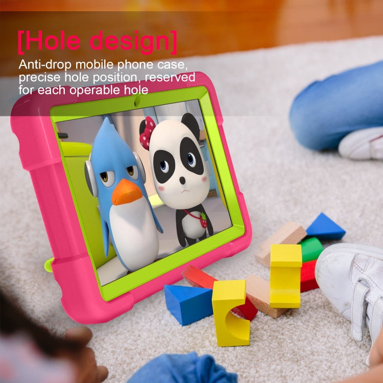 For Amazon Kindle Fire HD8 (2020) PC + Silicone Shockproof Combination Case with 360 Degree Rotating Holder & Handle(Rose Red + Grass Green) -  by buy2fix | Online Shopping UK | buy2fix