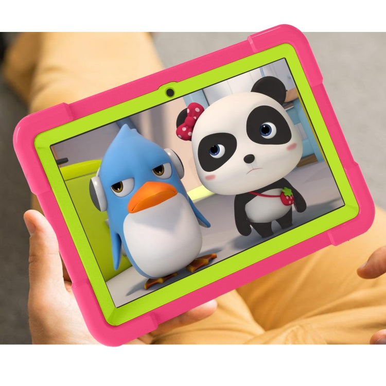 For Amazon Kindle Fire HD8 (2020) PC + Silicone Shockproof Combination Case with 360 Degree Rotating Holder & Handle(Rose Red + Grass Green) -  by buy2fix | Online Shopping UK | buy2fix