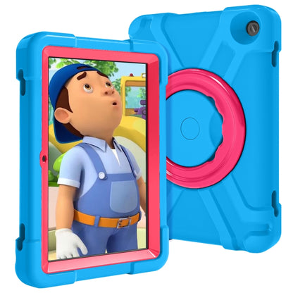 For Amazon Kindle Fire HD8 (2020) PC + Silicone Shockproof Combination Case with 360 Degree Rotating Holder & Handle(Blue + Rose Red) -  by buy2fix | Online Shopping UK | buy2fix