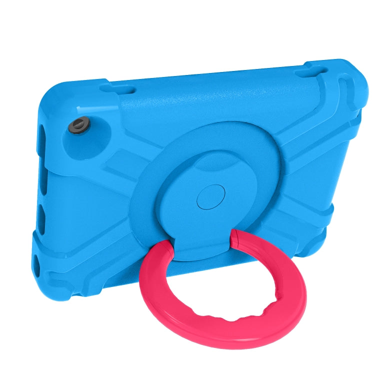 For Amazon Kindle Fire HD8 (2020) PC + Silicone Shockproof Combination Case with 360 Degree Rotating Holder & Handle(Blue + Rose Red) -  by buy2fix | Online Shopping UK | buy2fix