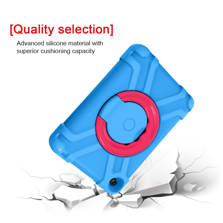For Amazon Kindle Fire HD8 (2020) PC + Silicone Shockproof Combination Case with 360 Degree Rotating Holder & Handle(Blue + Rose Red) -  by buy2fix | Online Shopping UK | buy2fix
