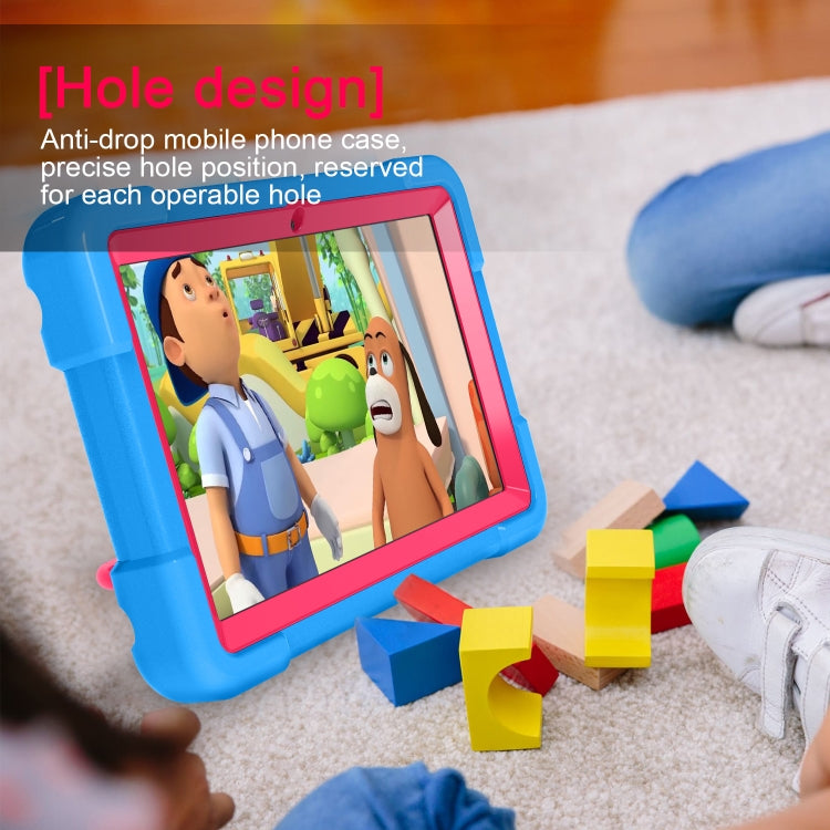 For Amazon Kindle Fire HD8 (2020) PC + Silicone Shockproof Combination Case with 360 Degree Rotating Holder & Handle(Blue + Rose Red) -  by buy2fix | Online Shopping UK | buy2fix