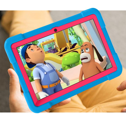 For Amazon Kindle Fire HD8 (2020) PC + Silicone Shockproof Combination Case with 360 Degree Rotating Holder & Handle(Blue + Rose Red) -  by buy2fix | Online Shopping UK | buy2fix