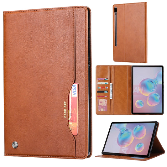 For Samsung Galaxy Tab S8 / Galaxy Tab S7 / T870 / T875 Knead Skin Texture Horizontal Flip Leather Case with Photo Frame & Holder & Card Slots & Wallet(Brown) by buy2fix