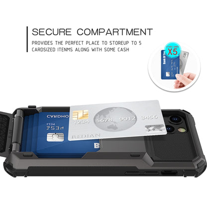 For iPhone 12 Pro Max Scratch-Resistant Shockproof Heavy Duty Rugged Armor Protective Case with Card Solt(Blue) by buy2fix