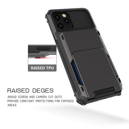 For iPhone 12 Pro Max Scratch-Resistant Shockproof Heavy Duty Rugged Armor Protective Case with Card Solt(Blue) by buy2fix