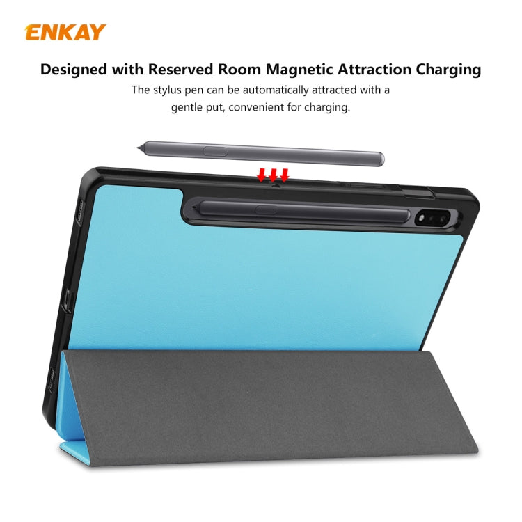ENKAY ENK-8011 PU Leather + TPU Smart Case with Pen Slot for Samsung Galaxy Tab S8 / Galaxy Tab S7 11.0 T870 / T875(Light Blue) by ENKAY