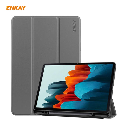 ENKAY ENK-8011 PU Leather + TPU Smart Case with Pen Slot for Samsung Galaxy Tab S8 / Galaxy Tab S7 11.0 T870 / T875(Grey) by ENKAY