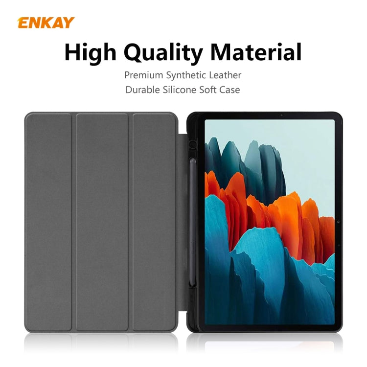 ENKAY ENK-8011 PU Leather + TPU Smart Case with Pen Slot for Samsung Galaxy Tab S8 / Galaxy Tab S7 11.0 T870 / T875(Grey) by ENKAY