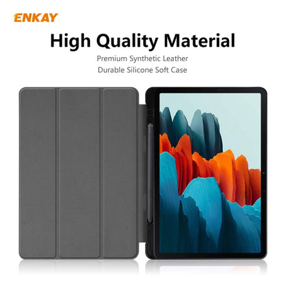 ENKAY ENK-8011 PU Leather + TPU Smart Case with Pen Slot for Samsung Galaxy Tab S8 / Galaxy Tab S7 11.0 T870 / T875(Grey) by ENKAY