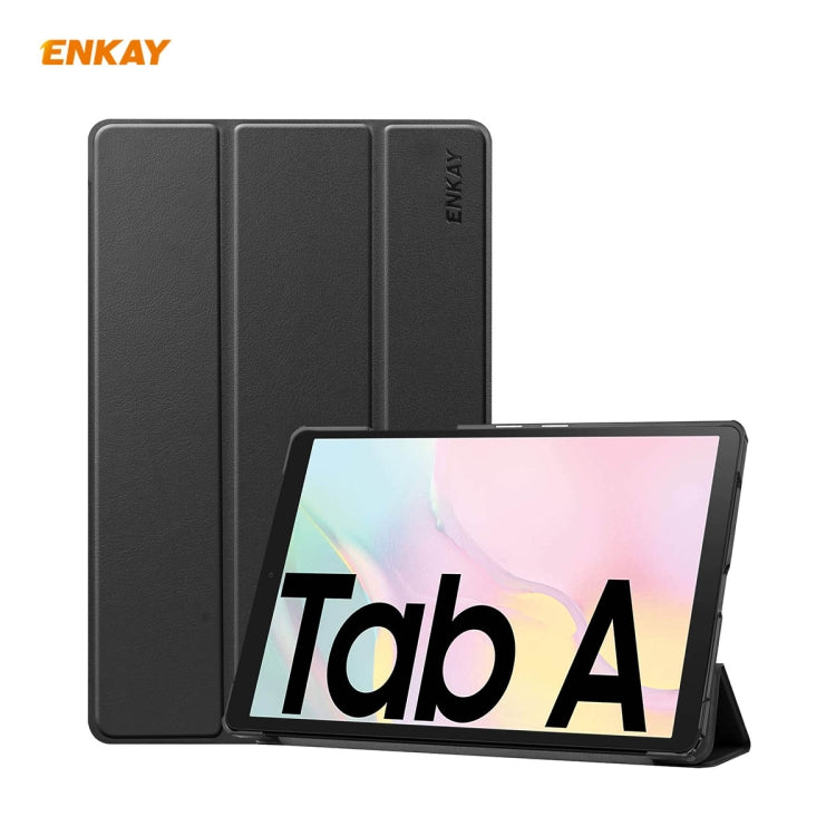 ENKAY ENK-8009 For Samsung Galaxy Tab A7 10.4 T500 / T505 2020 / 2022 PU Leather + Plastic Smart Case with Three-folding Holder(Black) - Other Galaxy Tab PC by ENKAY | Online Shopping UK | buy2fix