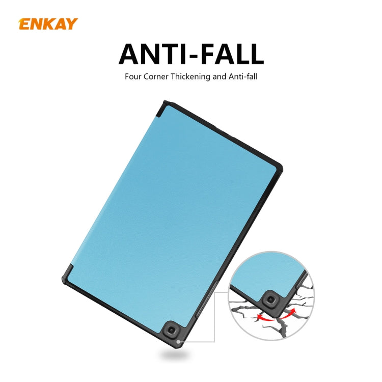 ENKAY ENK-8009 For Samsung Galaxy Tab A7 10.4 T500 / T505 2020 / 2022 PU Leather + Plastic Smart Case with Three-folding Holder(Light Blue) - Other Galaxy Tab PC by ENKAY | Online Shopping UK | buy2fix