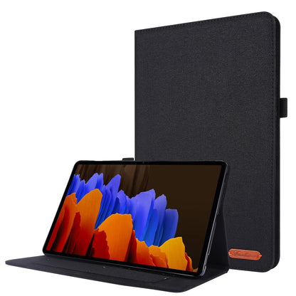 For Samsung Galaxy Tab S8 / Galaxy Tab S7 T870/T875 Horizontal Flip TPU + Fabric PU Leather Protective Case with Card Slots & Holder(Black) by buy2fix