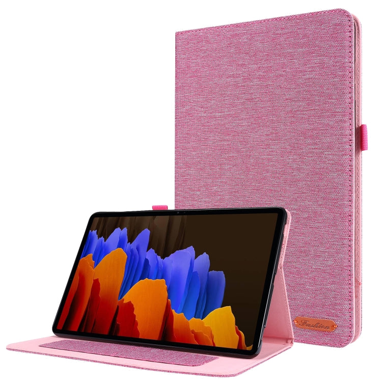 For Samsung Galaxy Tab S8 / Galaxy Tab S7 T870/T875 Horizontal Flip TPU + Fabric PU Leather Protective Case with Card Slots & Holder(RoseRed) by buy2fix