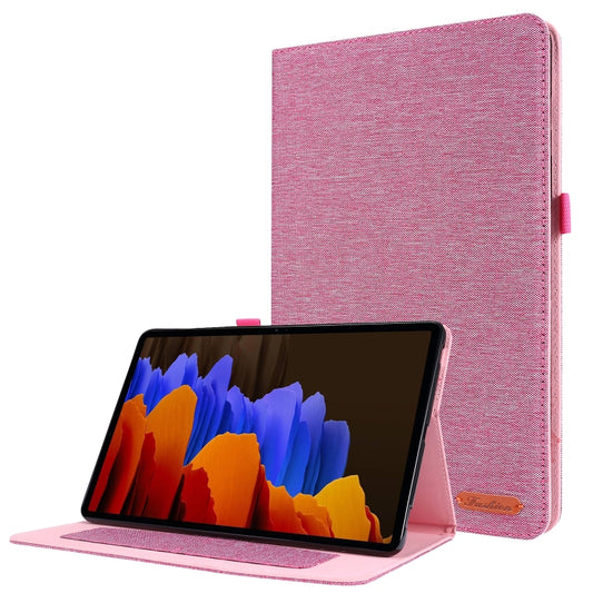For Samsung Galaxy Tab S8 / Galaxy Tab S7 T870/T875 Horizontal Flip TPU + Fabric PU Leather Protective Case with Card Slots & Holder(RoseRed) by buy2fix