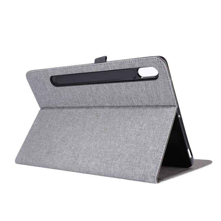 For Samsung Galaxy Tab S8 / Galaxy Tab S7 T870/T875 Horizontal Flip TPU + Fabric PU Leather Protective Case with Card Slots & Holder(Grey) by buy2fix