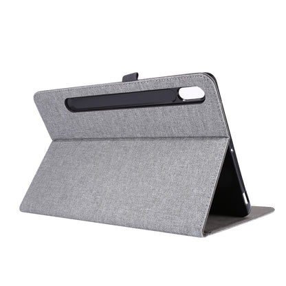 For Samsung Galaxy Tab S8 / Galaxy Tab S7 T870/T875 Horizontal Flip TPU + Fabric PU Leather Protective Case with Card Slots & Holder(Grey) by buy2fix