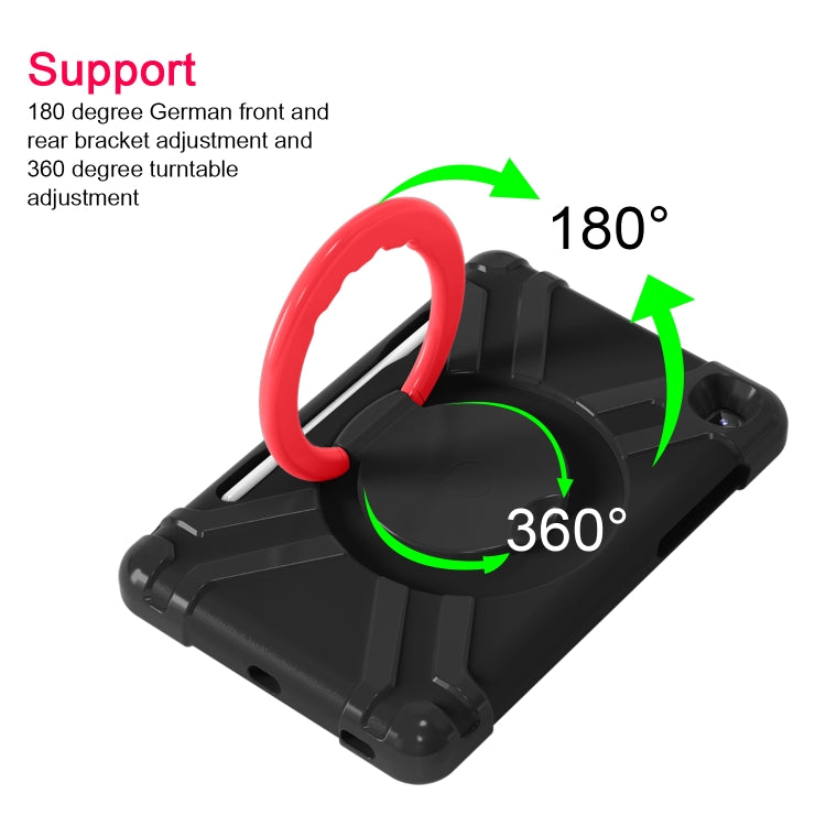 For Samsung Galaxy Tab S6 Lite P610 PC + Silicone Shockproof Combination Case with 360 Degree Rotating Holder & Handle & Pen Slot(Black + Red) - Tab S6 Lite P610 / P615 by buy2fix | Online Shopping UK | buy2fix